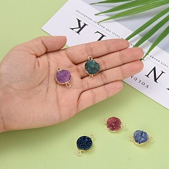 Natural Drusy Agate Flat Round Links connectors&nbsp;G-P090-17
