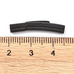 フロストコラム 304 ステンレススチール バヨネットネックレス留め金  ガンメタ色  25~25.5x4.5~5x4mm  穴：1.8~2mm&nbsp;STAS-O035-05B