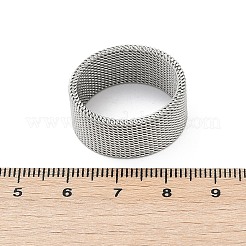 201 ステンレススチール指輪  ユニセックスのワイドバンドリング  ステンレス鋼色  10mm  内径：21mm&nbsp;RJEW-H242-01C-P