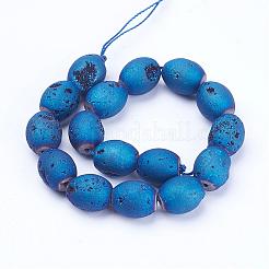 Electroplated Natural Druzy Geode Agate Bead Strands&nbsp;G-P250-10x12mm-02
