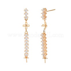 Brass Micro Pave Clear Cubic Zirconia Stud Earring Findings&nbsp;KK-S364-145