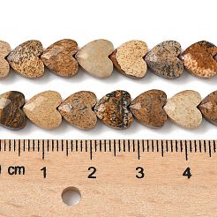 天然石ピクチャージャスパービーズ連売り  ハート  多面カット  8x8x3.5~4mm  穴：0.7mm  約25個/連  7.09''（18センチメートル）&nbsp;G-D316-B12