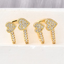 Brass Micro Pave Clear Cubic Zirconia Cuff Earrings&nbsp;EJEW-K309-02G