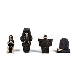 ハロウィーンをテーマにした樹脂製の置物、自宅のデスクトップの装飾用彫像  混合図形  ミックスカラー  12~33x16~64x29~56.5mm&nbsp;DJEW-C018-01