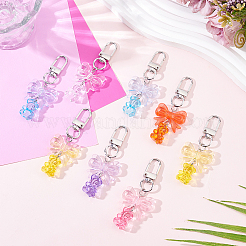12Pcs 6 Colors Bear & Bowknot Acrylic Pendant Decorations&nbsp;HJEW-HY00176