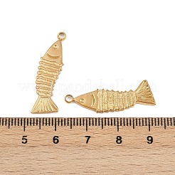 304ステンレスペンダント  魚のチャーム  ゴールドカラー  27x8x1.5mm  穴：1.8mm&nbsp;STAS-D377-01A-G