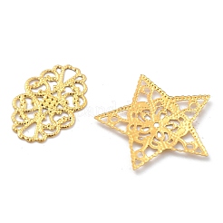 鉄細工の金属装飾  星と三日月と三角形と花  ゴールドカラー  96個/箱&nbsp;IFIN-PH0001-24