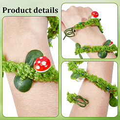 Plastic & Iron Flower Garland Arm Bracelet Rattan&nbsp;AJEW-GF0014-06