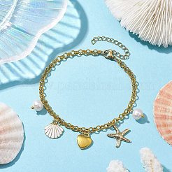 Natural Pearl & Iron Rolo Chain Bracelets&nbsp;BJEW-JB10364