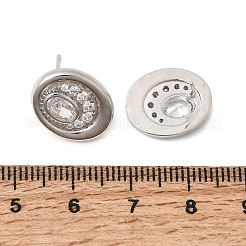 真鍮製マイクロパヴェキュービックジルコニアスタッドピアス  オーバル  ラックめっき  長持ちメッキ  カドミウムフリー＆鉛フリー  プラチナ  ミックスカラー  15.5x12.5mm&nbsp;EJEW-G471-13P