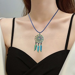 レインボーカラーアロイビッグペンダント  カドミウムフリー＆鉛フリー  羽付きネット/ウェブ  59x27x2mm  穴：2mm&nbsp;PALLOY-SZ0001-30