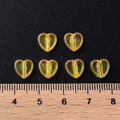 透明なアクリルビーズ  ABカラーメッキ  ハート  ゴールド  7.5x8x3mm  穴：1.8mm  約2497個/345g&nbsp;LS-MACR-S373-114-C06