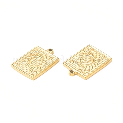 304ステンレスペンダント  太陽と月の長方形  18KGP本金メッキ  22x17x2mm  穴：1.5mm&nbsp;STAS-A075-10G