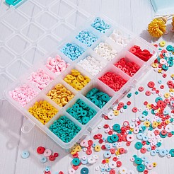 180g18スタイルの手作りポリマークレイビーズ  ヒシビーズ  ジュエリー工芸用品のDIY用  ディスク/フラットラウンド  ミックスカラー  9~10g /スタイル&nbsp;CLAY-SZ0001-61