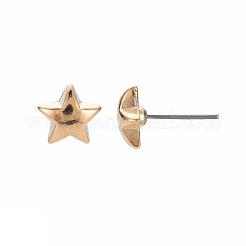 女性用スタースタッドピアス  カドミウムフリー＆鉛フリー  ゴールド  9x9.5mm  ピン：0.6mm&nbsp;EJEW-S213-03A-01G-RS