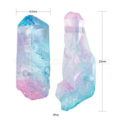 3Pcs Electroplate Natural Quartz Crystal Beads Strands&nbsp;G-FS0001-66