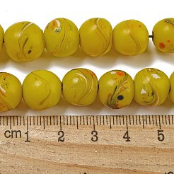 手作りランプワークビーズ連売り  水玉模様の丸い  きいろ  12~12.5mm  穴：2mm  約24個/連  10.71''（27.2センチメートル）&nbsp;BLOW-D006-07B