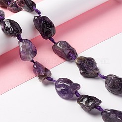 天然石アメジストビーズ連売り  ナゲット  16~36.8x13~28.5x8~21mm  穴：2~3.8mm  約13個/連  16.26~17.52''（41.3~44.5センチメートル）&nbsp;G-B024-14