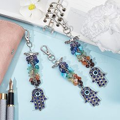 3Pcs Natural & Synthetic Gemstone Chips Cluster Pendant Decoration&nbsp;HJEW-CA0001-35