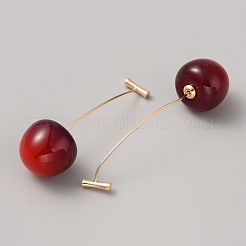 Red Resin Cherry Dangle Stud Earrings&nbsp;EJEW-SZC0003-01G