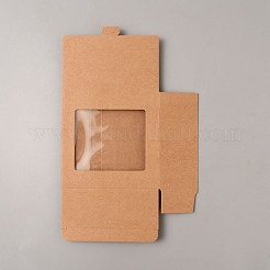 四角い厚紙紙のギフトボックス  PVCビジュアルウィンドウ付き  バリーウッド  12x12x4.75cm&nbsp;CON-WH0092-68B-01