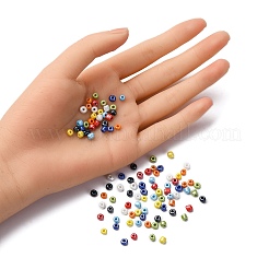 960個8色6/0ガラスシードビーズ  不透明な色の光沢の  ラウンド  ミックスカラー  4mm  穴：1.5mm  約120PCS /カラー&nbsp;SEED-FP0001-01