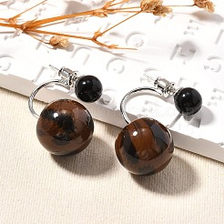 合金＆スターリングシルバー＆樹脂スタッドピアス925個  ラウンド  プラチナ  ラウンド  27x16mm&nbsp;EJEW-Q013-10A