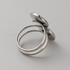 304ステンレススチールベゼルカップリングセッティング  フラットラウンド  ステンレス鋼色  内径：18mm  トレイ：12mm&nbsp;STAS-WH0016-58P
