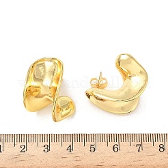Curved Oval Brass Stud Earrings&nbsp;EJEW-F389-03G