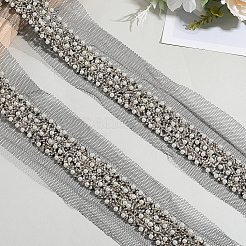 Polyester & Plastic Bead Gauze Lace Trim&nbsp;OCOR-WH20005-45B