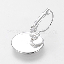 真鍮製フレンチフックピアスパーツ  ニッケルフリー  銀色のメッキ  30x18mm  トレイ：16mm&nbsp;X-KK-C1244-16mm-S-NF
