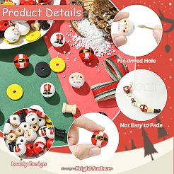 120Pcs 8 Styles Christmas Santa Claus Theme Spray Painted Schima Wood Beads&nbsp;WOOD-CJ0002-60