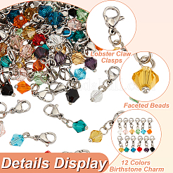96Pcs 12 Colors Bicone Glass Pendant Decoration&nbsp;HJEW-GO00064