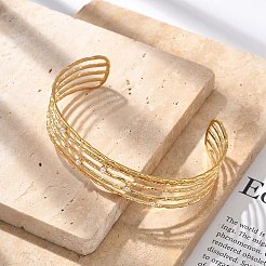 女性用304ステンレススチールカフバングル  ABSの模造パールと  ゴールドカラー  内径：2-3/8x1-7/8インチ（6.1x4.9cm）&nbsp;BJEW-B108-15G