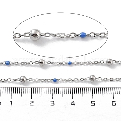 304ステンレススチールアズキチェーン  エナメル  ハンダ付け  藤紫色  ビーズ：3.5~3.6x3.5mm  リンク：5x2x2mmと2x1.5x0.3mm&nbsp;CHS-F019-01P-10