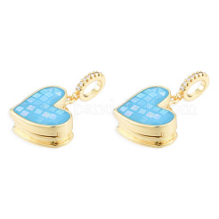 Brass Micro Pave Clear Cubic Zirconia Locket Pendants&nbsp;KK-N227-115