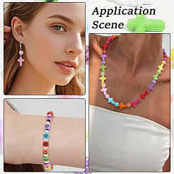 800Pcs 2 Styles Cross Theme Acrylic Beads&nbsp;MACR-PA0001-45C