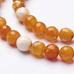 ファイヤーアゲートクラックルビーズ連売り  染め  多面カット  ラウンド  ミックスカラー  8mm  穴：1mm&nbsp;G-D210-8mm-M2