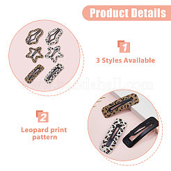 布製スナップヘアクリップ12個、6スタイル  合金と  ヒョウ  混合図形  52.5~72x23.5~56x2.5mm  2個/スタイル&nbsp;OHAR-HS0001-01