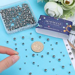 320個 4スタイル 304ステンレススチールスペーサービーズ  ラウンド  ステンレス鋼色  3~6x2~5mm  穴：1.5~2.5mm  80個/スタイル&nbsp;STAS-SC0006-88