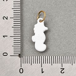 プリントされた304ステンレススチールペンダント  タツノオトシゴチャーム  ゴールドカラー  カラフル  17.5x8.5x2.5mm  穴：4.5mm&nbsp;SA-CBA59B8-04D-G