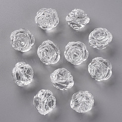 透明なアクリルビーズ  母の日のジュエリーには  ローズ  透明  25x22.5mm  穴：2.5mm  約79個/500g&nbsp;PL305Y-1