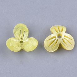 セルロースアセテート（樹脂）ビーズキャップ  3花びら  花  きいろ  12x13x5.5~6mm  穴：1.2mm&nbsp;X-KK-S161-04C