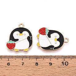 合金とエナメルのペンダント  ペンギン  カドミウムフリー＆鉛フリー  ゴールドカラー  ホワイト  24x19.5x1mm  穴：2mm&nbsp;ENAM-T021-41A-G