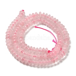 天然石ローズクォーツビーズ連売り  ソーサービーズ  ロンデル  6.5x3mm  穴：1mm  約118~119個/連  15.35''（39センチメートル）&nbsp;G-Z030-A08-01