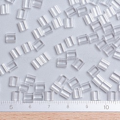 MIYUKIティラビーズ  日本製シードビーズ  2穴  （tl131)クリスタル  5x5x1.9mm  穴：0.8mm  約118PCS /ボトル  10 G /ボトル&nbsp;SEED-JP0008-TL131