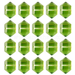 透明なハンドメイドランプワークビーズ30個。  弾丸の形  多面カット  ライムグリーン  12x19.5x13.5mm  穴：1.6mm&nbsp;LAMP-TADJ0001-12I