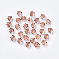 模造オーストリアクリスタルビーズ  グレードAAA  k9ガラス  多面カット  フラットラウンド  桃パフ  6x3.5mm  穴：0.7~0.9mm&nbsp;SWAR-F053-6mm-18