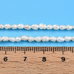 天然養殖淡水パールビーズ連売り  ライス  乳白色  3.5~4.5x2.5~3.5mm  穴：0.5mm  約44~45個/連  6.69~7.09''（17~18センチメートル）&nbsp;PEAR-N012-02X-01