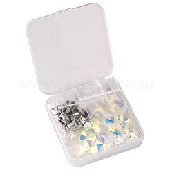 ガラスチャーム  304ステンレススチールスナップオンベイル付き  ABカラー  混合図形  ミックスカラー  16x9x6mm  穴：1mm&nbsp;RGLA-TA0001-01
